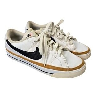 Nike Court Royale 2 NN Women White Black Gold Leather Low Top Sneakers US 7